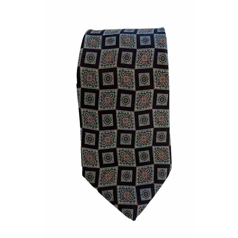 LIBERTY OF LONDON Vintage Silk Necktie Tie Made In USA Geometric Multicolor